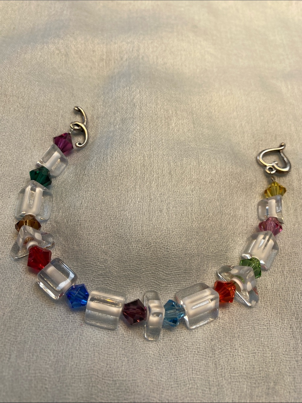 Multicolor Crystal & Clear Glass Bead Bracelet